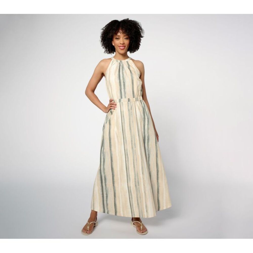 Me by Jennie Garth Women's Dress Sz M Cotton Clark Maxi White A689193